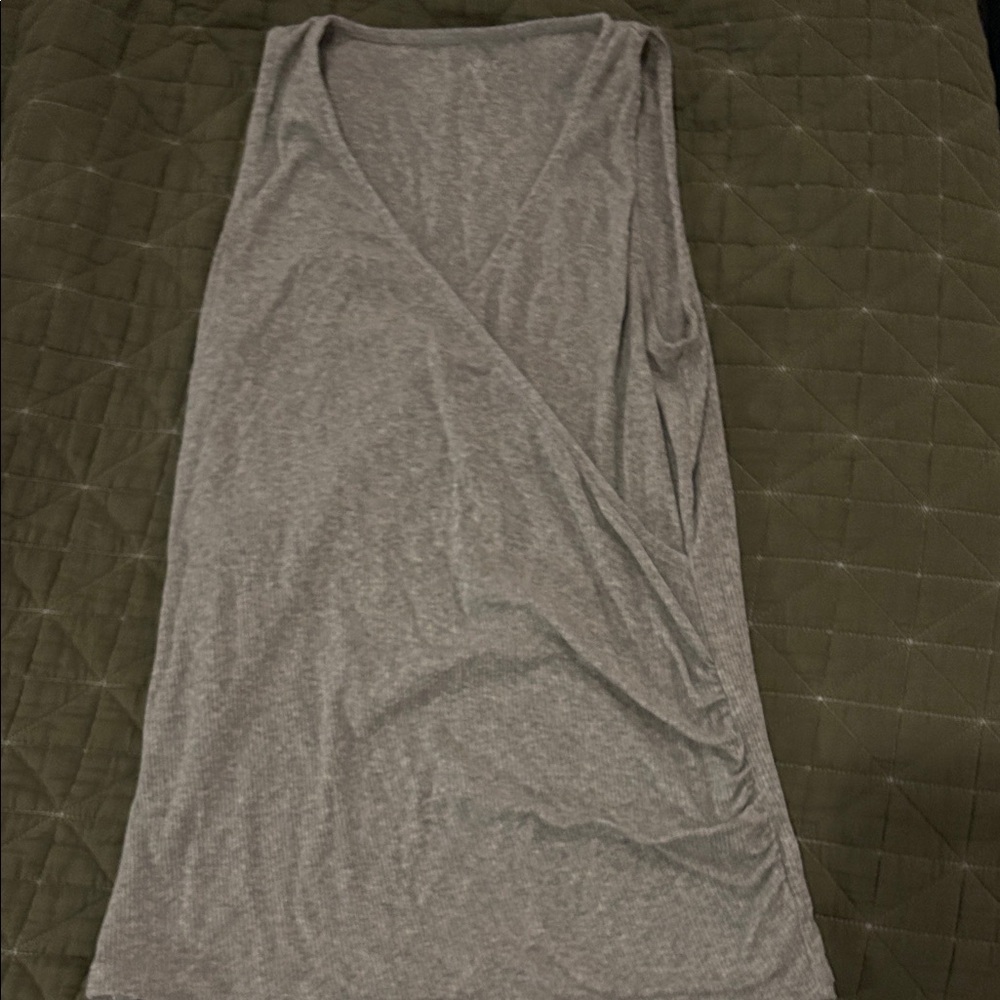 Gray Sleeveless Wrap Top Maternity Nursing Tank